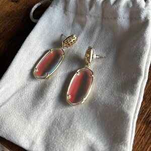 Kendra Scott Elle Statement Earrings - Gold Filagree and Dichroic Glass
